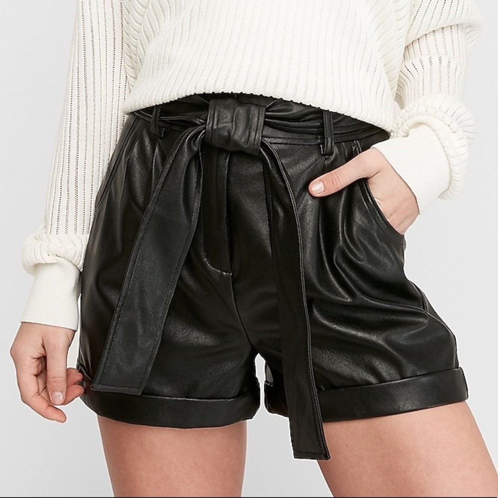 Express High Rise Vegan Leather Shorts